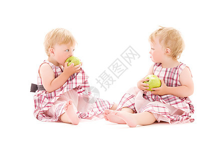 双胞胎姐妹孩子们营养女孩们婴儿女性孩子食物幼儿童年图片
