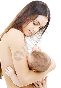 母乳喂养幸福拥抱儿子母亲新生孩子育儿母性胸部父母图片