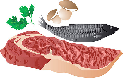 肉肉 鱼和蘑菇图片