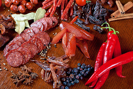 肉类和香肠火腿厨房营养香菜团体餐厅牛肉猪肉木头胡椒图片
