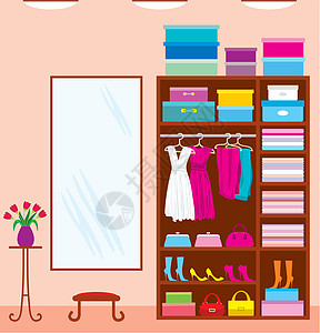 缝衣室 家具花朵案件夹克衣柜裙子衬衫衣架衣服鞋类房间图片
