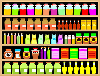 配有产品的团团销售果汁向量折扣店铺瓶子饮料盒子商品市场图片