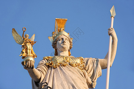 奥地利维也纳女神像中心城市大理石艺术雕像金子议会文化地标首都图片