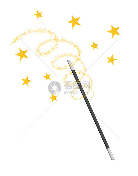 魔棒魔杖黑色魔法海浪黄色星星展示魔术师运动白色图片