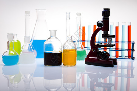 实验室玻璃玻璃卫生蓝色插图工作紫色液体科学化学药店危害图片