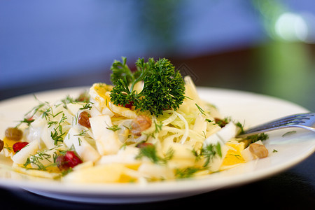 盘子上混合蔬菜沙拉菜花营养食物维生素草药季豆胡椒午餐餐厅图片