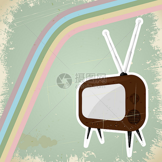 旧明信片和旧电视Eps10标签插图传单乐队艺术卡通片扬声器品牌框架横幅图片