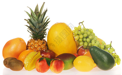 菠萝背景新鲜果实的分层油桃饮食香蕉团体热带异国食物情调店铺橙子背景