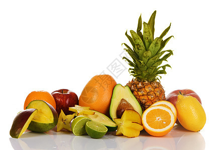 异国水果的品种组合橙子店铺团体生活情调食物奇异果油桃菠萝香蕉图片