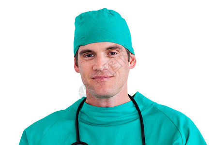 直立外科医生的肖像图片