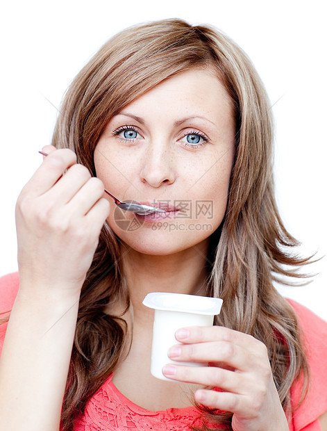 喜欢吃酸奶的有吸引力的女人图片