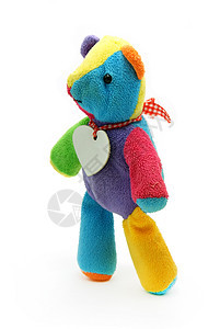 可爱的小泰迪熊毛皮蓝色婴儿柔软度标签乐趣玩具熊动物娃娃手工图片