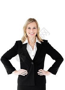 白种背景的女商务人士动画管理人员快乐女性自信魅力幸福工人商业人士图片