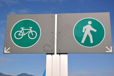 步行和自行车路标志图片