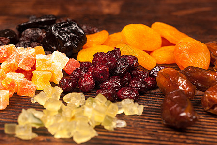 干果葡萄干水平李子橙子食物木瓜背景图片