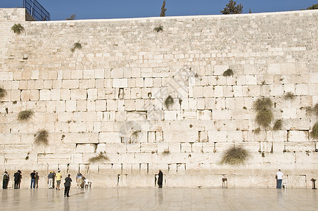 耶路撒冷墙附近的祈祷和游客圣经文化寺庙男性建筑学历史教会宗教城市上帝图片