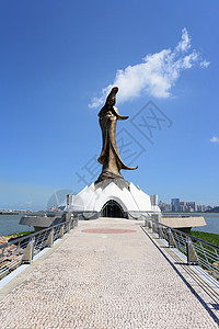 Kun Iam神像宗教地标风景场景怜悯建筑游客地平线纪念碑雕像图片