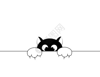 黑猫隐藏爪子眼睛间谍电脑插图耻辱惩罚宠物焦虑图片