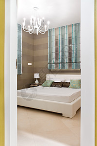 内部设计枕头陈列柜床头柜公寓生活酒店装饰亚麻旅馆床头板图片