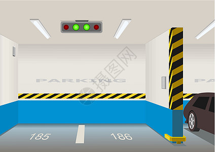地下停车场空空停车场面积 矢量图示插画