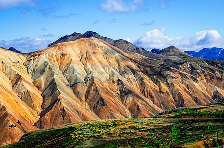 色彩多彩的山地景观视图沙漠远足观光地热风景岩石爬坡荒野旅游火山图片