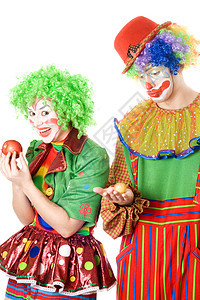 小丑世界的不公平现象马戏团情感女士罪行水果女性夫妻戏服男人食物图片
