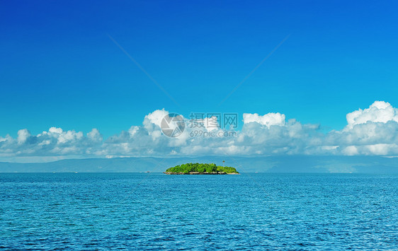 无人居住的岛屿海景假期情调旅行地平线蓝色环礁处女棕榈海岸线图片