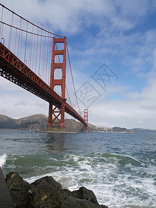加州旧金山金门金门大桥蓝色金属纪念碑历史游客旅游海洋工程旅行景观图片