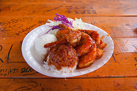 虾块板午餐海鲜食物白色热带橙子盘子对虾贝壳食谱图片