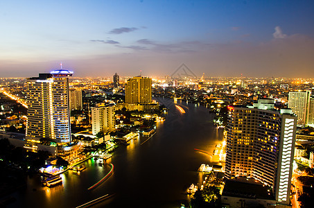 泰国曼谷夜市高密度摩天大楼背景酒店建筑城市生活结构景观建筑学风景图片