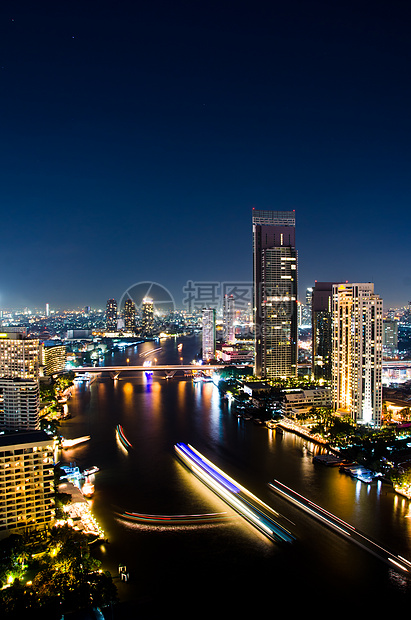 泰国曼谷夜市天际风景结构天空景观高密度摩天大楼外观场景图片