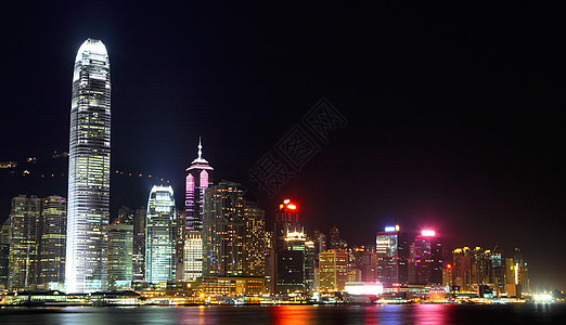 晚上在香港港口金融经济场景天空码头旅行建筑城市旅游图片