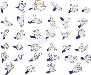 一组双手行动绘画插图手指手臂手套拳头威胁图片
