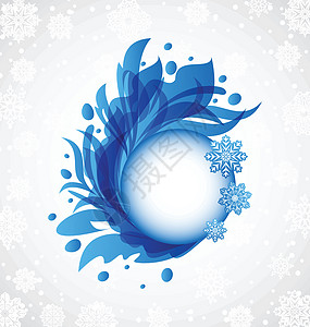 蓝蓝色透明的冬季花朵透明框架图片