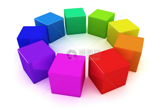 彩虹立方体圆圈编队光谱调色板计算机团体图形图片