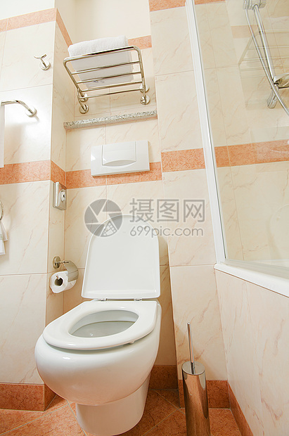 现代洗手间中的厕所房间奢华风格龙头民众收藏卫生座位房子浴室图片