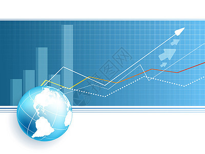 带全球的蓝色矢量背景 Eps10反射报告投资插图成功条纹图表海浪行星商业背景图片