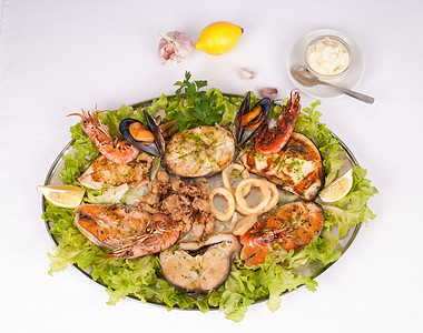 和marisco巴里拉达午餐服务鱿鱼圈乌贼美食对虾贝类图片
