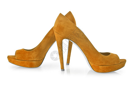 女性脱白妇女鞋橙子白色女士脚跟凉鞋齿轮高跟鞋短剑皮革图片
