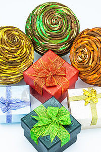 礼品盒惊喜活动庆祝生日展示丝带橙子礼物念日黄色图片