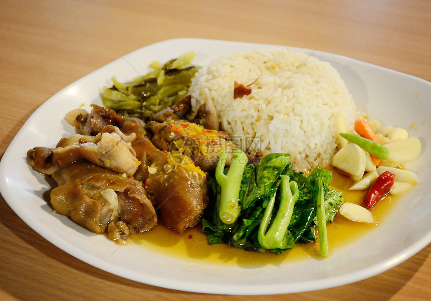 猪腿和大米 白菜蔬菜猪肉菜单风格营养饮食辣椒筷子午餐晚餐烹饪图片