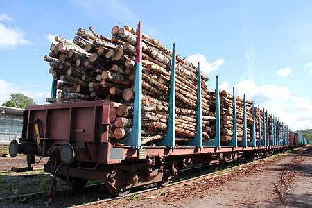火车上运输木柴图片