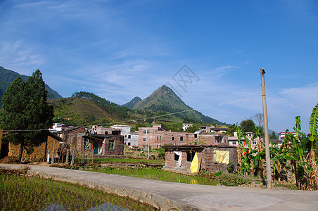 西南中国广东的美丽村落 西南中国人日落花园日光高地风景地貌土地村庄热带农村背景图片