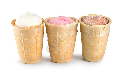 三个冰淇淋水平乳制品甜点晶圆茶点饮食甜食美食家摄影香草背景图片