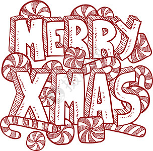 圣诞快乐信息矢量糖果包装纸圆圈薄荷圆形星光草图插图手杖孩子们图片