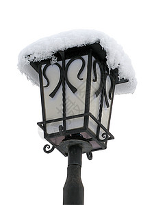 冬天邮政铺满积雪的街灯背景