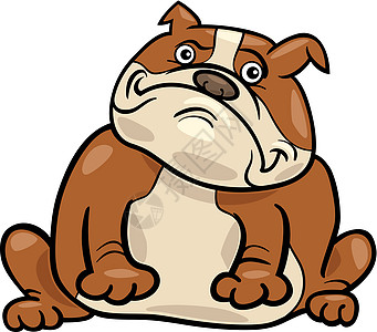 英国斗牛犬狗漫画插图卡通片宠物英语鼻子白色尾巴棕色吉祥物红色快乐图片