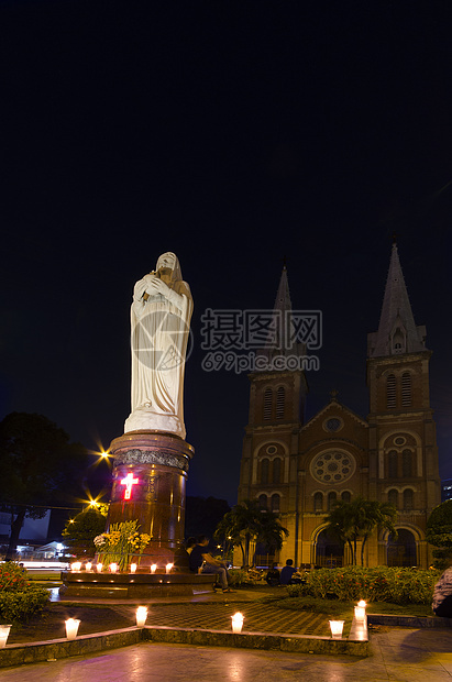西贡的女贵族建筑学旅行大教堂地标旅游红砖目的地街道地方教会图片