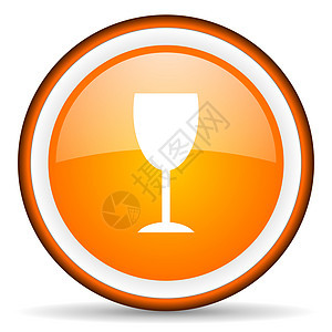 白色背景上的玻璃橙色圆圆图标店铺香槟酒精圆形电话藤蔓圆圈商业互联网网站图片