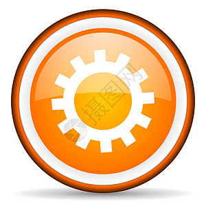 白色背景上的橙色圆形图标电话链轮工作公司作坊乐器服务手机网络网站图片